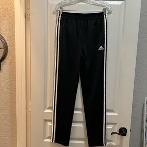 Adidas Kids Black Joggers with White Stripes